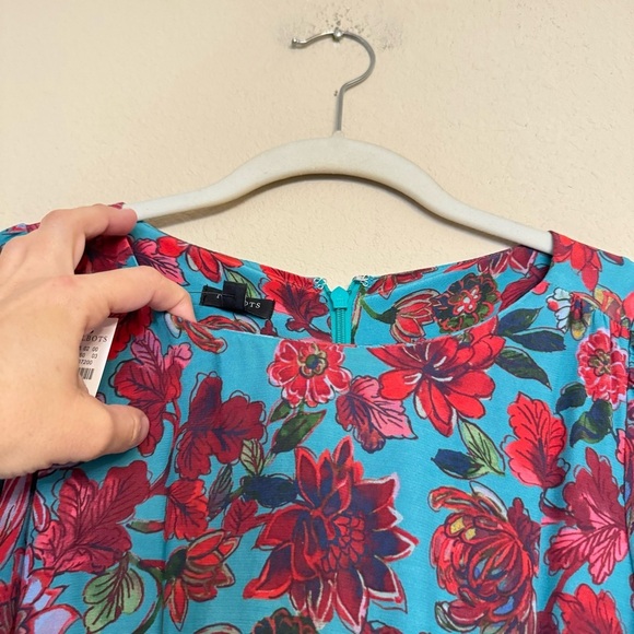 Talbots Satin Fit & Flare Blue Blooming Floral Side Tie Midi Dress Size 2P NEW - Picture 5 of 16
